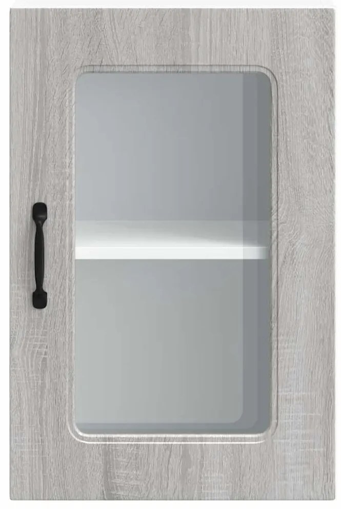 Armário de parede de cozinha porta vidro Kalmar cinza sonoma