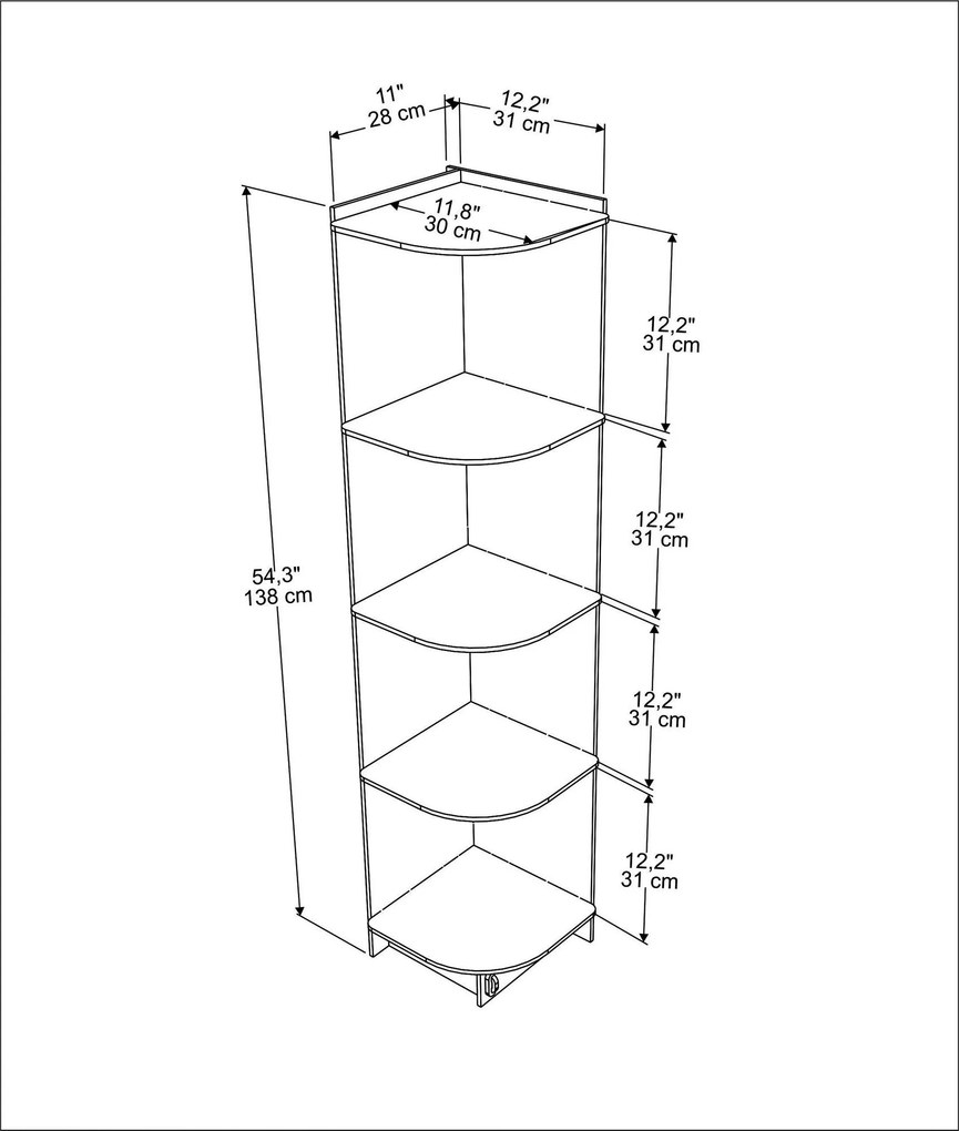 Estante Liva – Carvalho – 28 cm x 138 cm x 30 cm