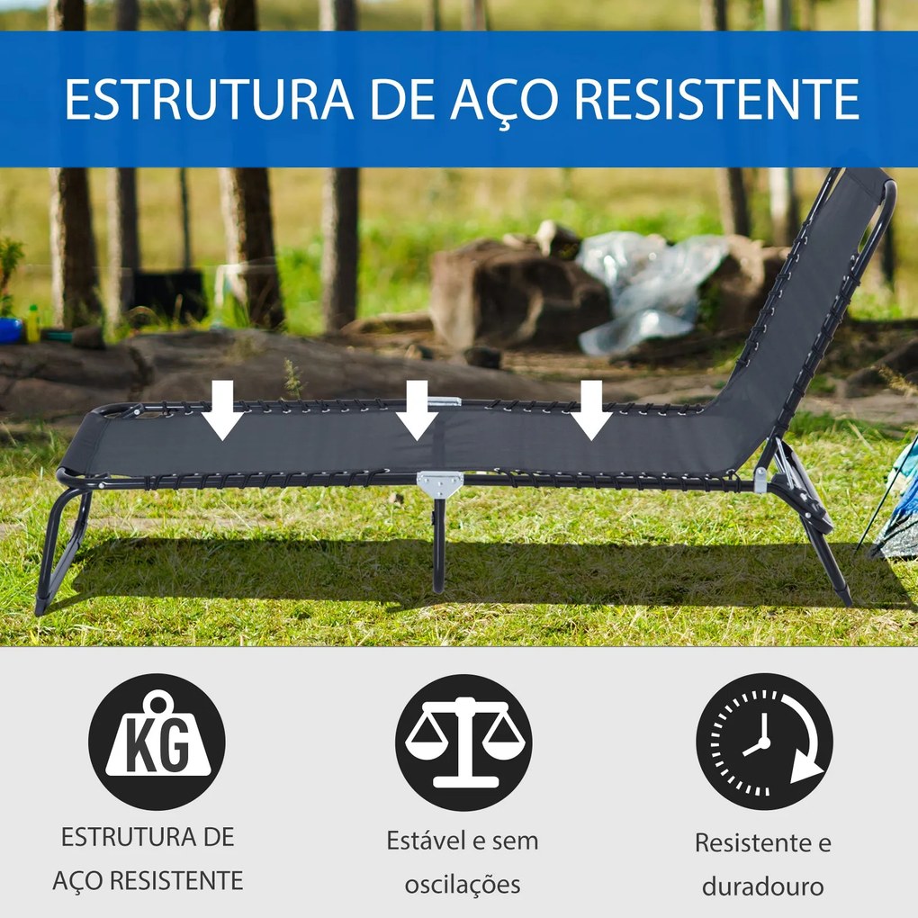 Espreguiçadeira Dobrável e Ajustável em 4 Posições Espreguiçadeira Rec