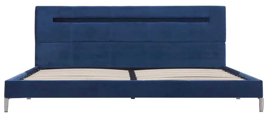 Estrutura de Cama Vars com Luzes LED - 160x200 cm - Tecido - Azul - De