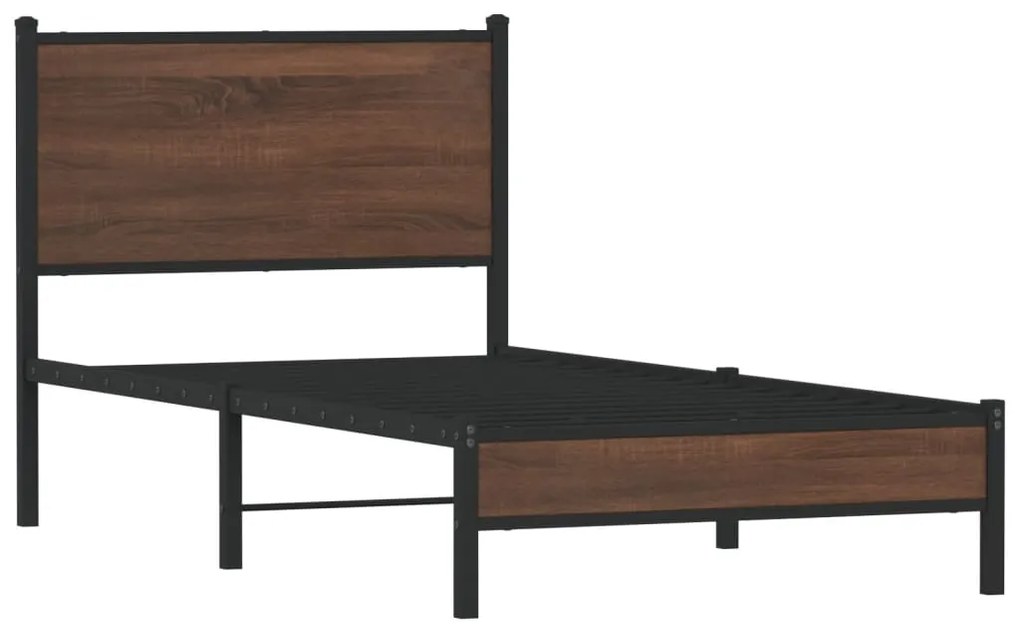 Estrutura de cama sem colchão 90x200 cm metal carvalho castanho