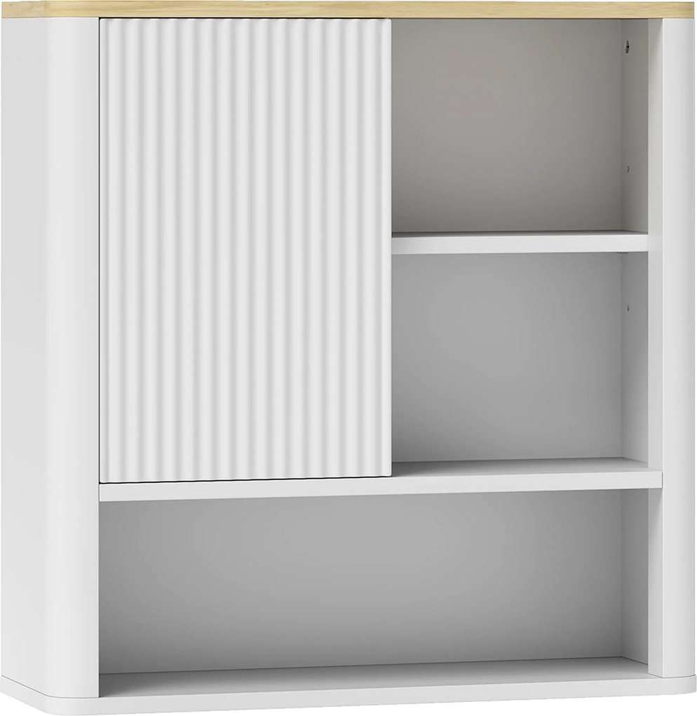 HOMCOM Armário de Parede para Casa de Banho com Porta Deslizante 5 Compartimentos e Prateleiras Ajustáveis 60x20x62 cm Branco | Aosom Portugal