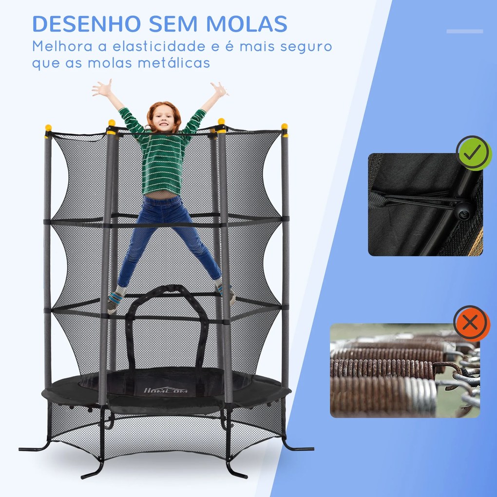 Trampolim Infantil "JumpSafe" – Com Rede de Segurança e Estrutura de A