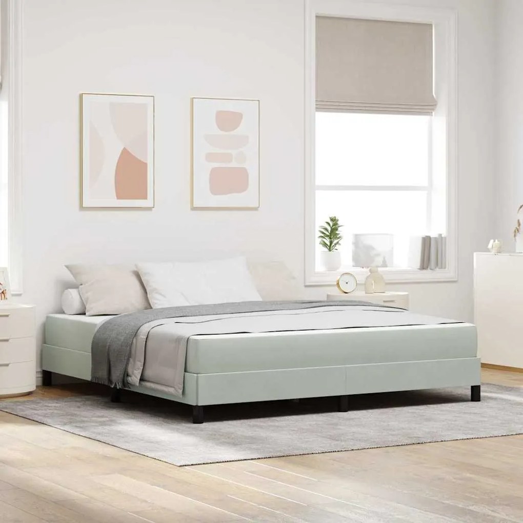 vidaXL Cama Box com colchão Cinzento-claro 180 x 210 cm tecido