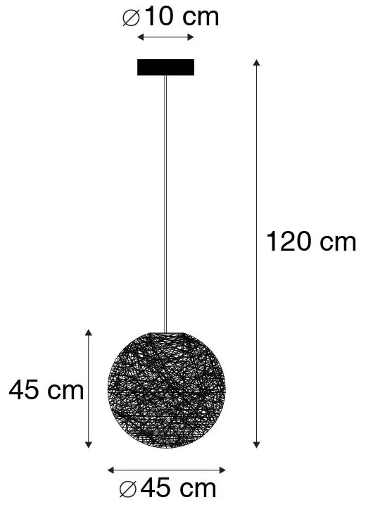 LED Candeeiro suspenso inteligente branco 45 cm com WiFi A60 - Corda Country / Rústico