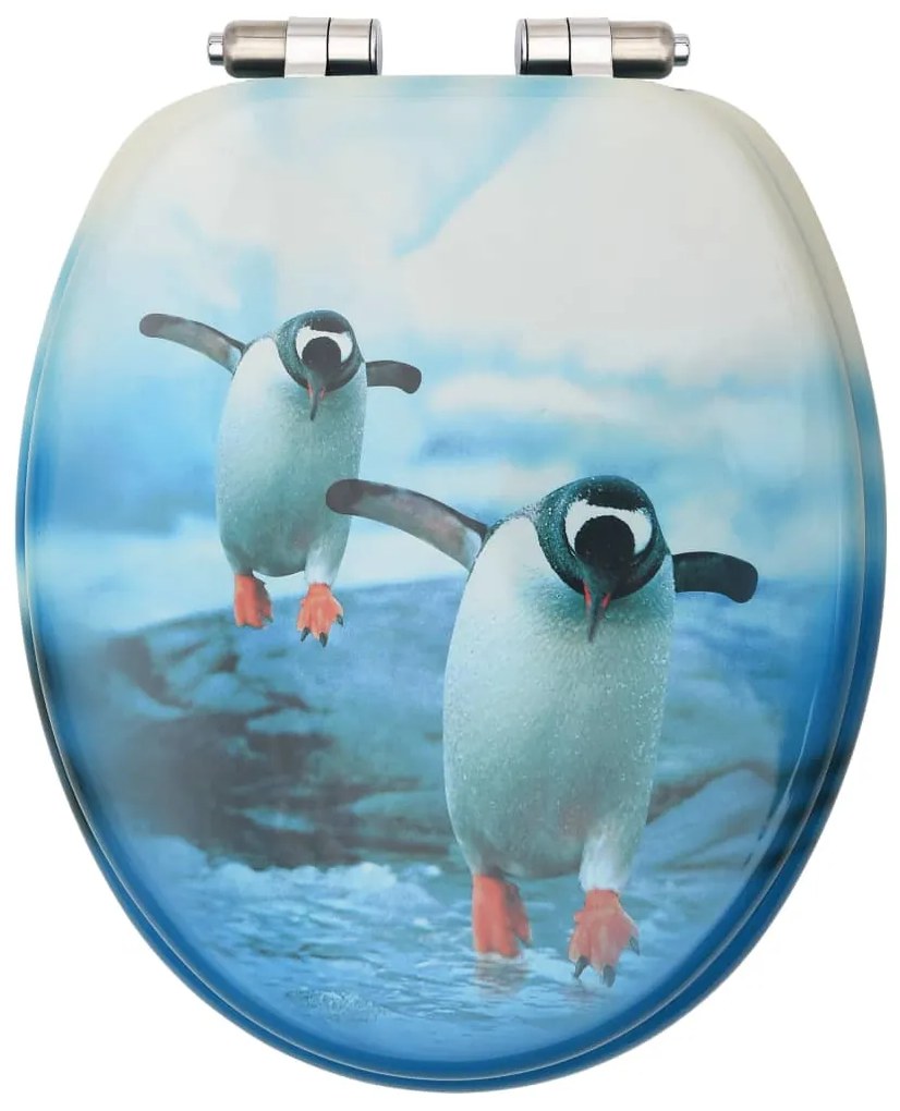 Assentos sanita com tampas fecho suave 2 pcs MDF design pinguim