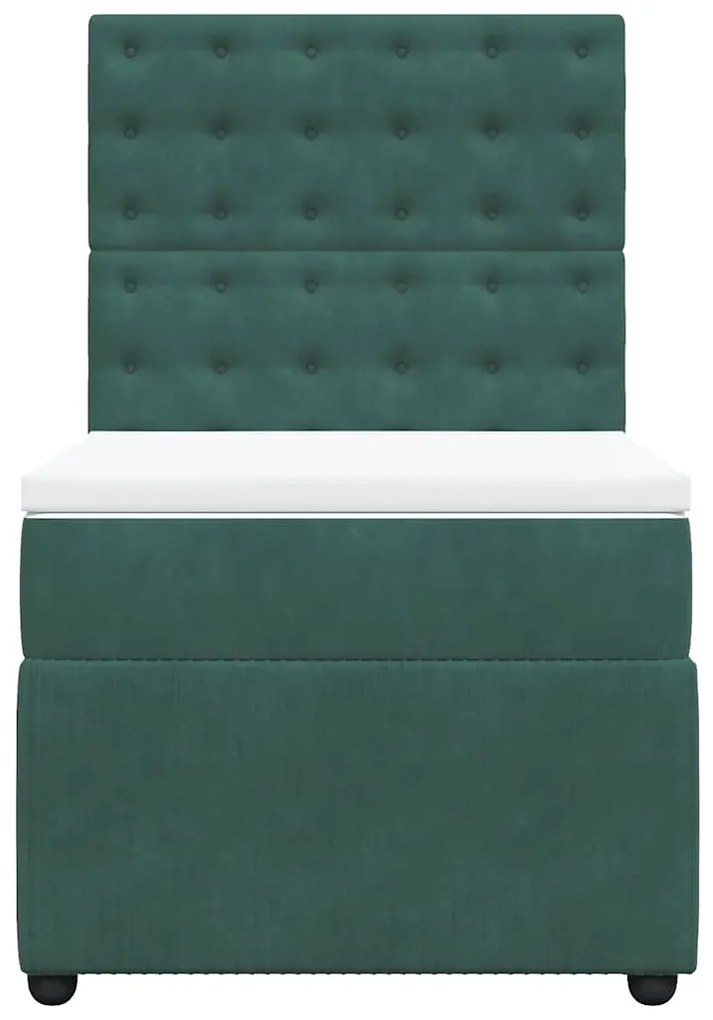 Cama com molas/colchão 100x200 cm veludo verde-escuro