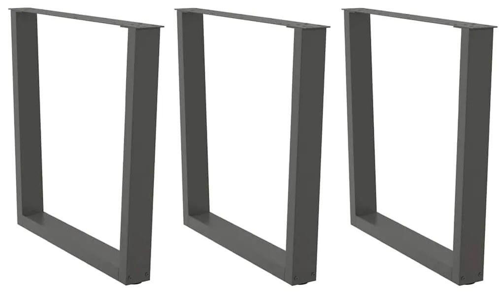 Pés para mesa de jantar em forma de V, 3 peças, antracite, 80x(72-73,3