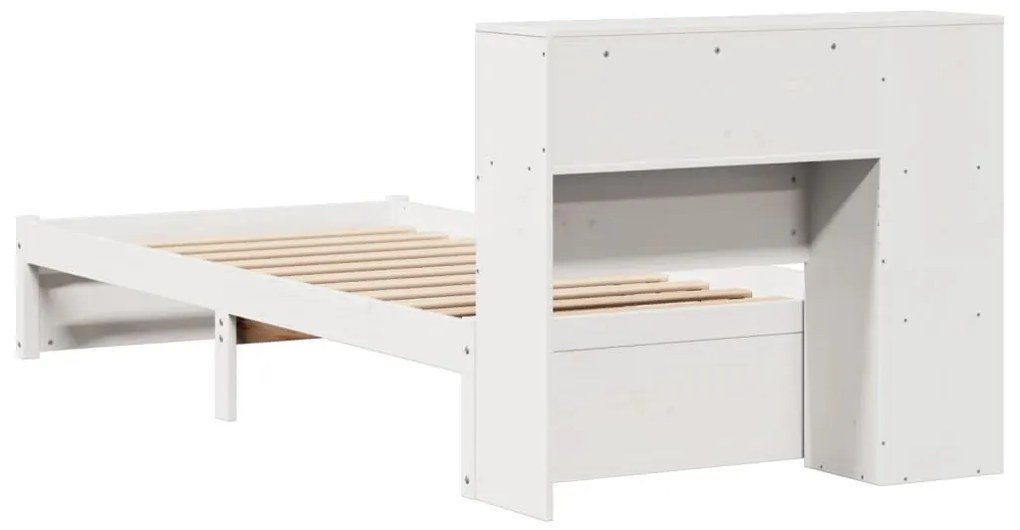 Cama com estante sem colchão 100x200 cm pinho maciço branco