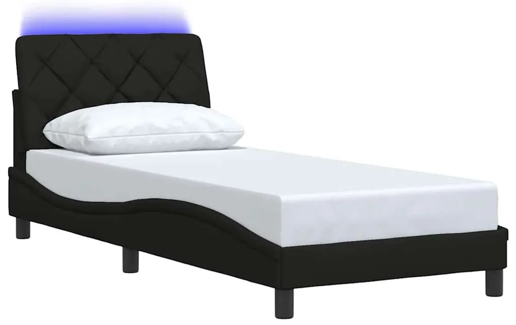 Estrutura de cama com LED sem colchão 80x200 cm tecido preto