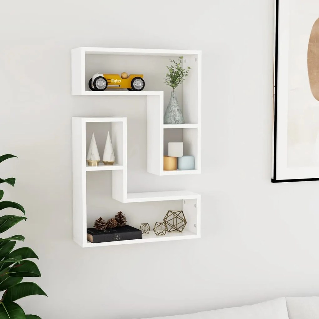 vidaXL Estantes de parede 2 pcs 50x15x50 cm derivados madeira branco