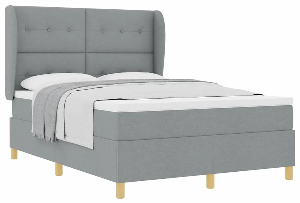 Cama Box Spring vidaXL com Colchão Cinza Claro 140x200 cm Tecido