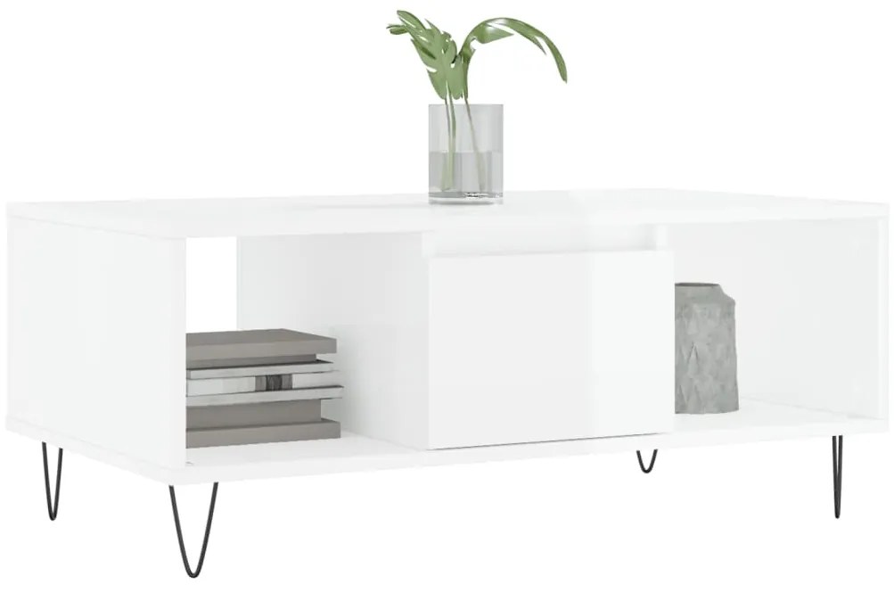 Mesa de centro 90x50x36,5 cm derivados madeira branco brilhante