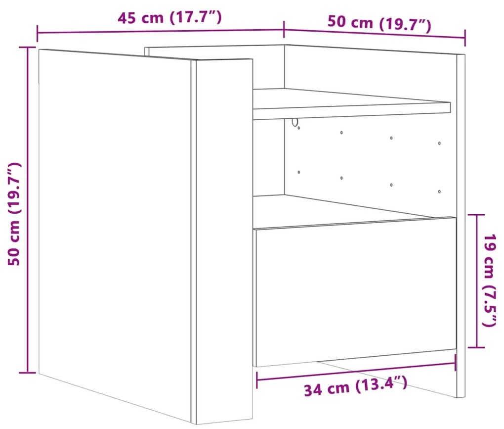 Mesa cabeceira 45x50x50 cm derivados de madeira branco