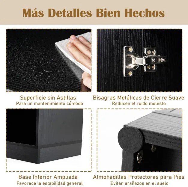 Armário de Cozinha para despensa 166 cm de altura e suporte para micro-ondas com portas e prateleiras Preto