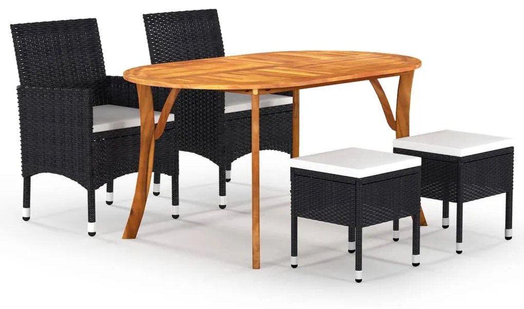 vidaXL 5 pcs conjunto de jantar para jardim preto