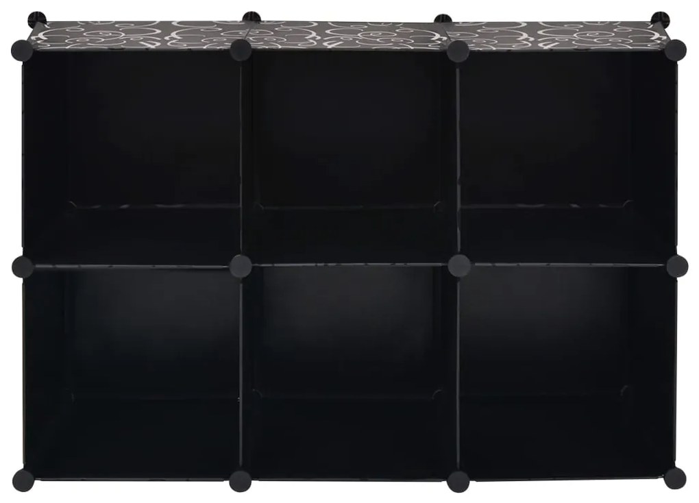 Cubos de arrumação com 6 compartimentos preto