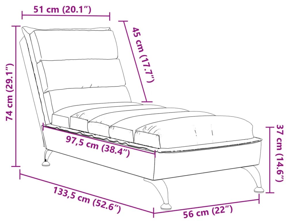 Chaise lounge com almofadões tecido castanho