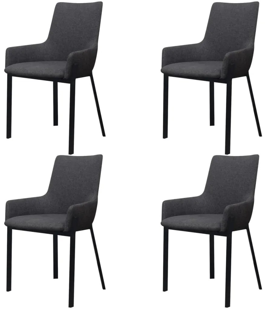 vidaXL Cadeiras de jantar 4 pcs tecido cinzento-escuro