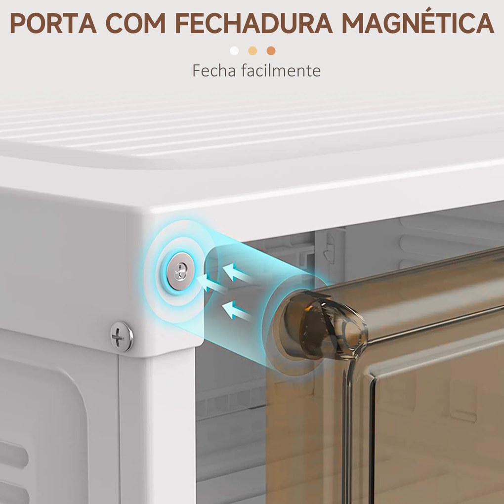 HOMCOM Móvel Sapateiro Dobrável Organizador de Sapatos com 3 Portas Magnéticas 3 Prateleiras para 6 Pares de Sapatos para Entrada Corredor Dormitório 27x34x99cm Branco e Marrom