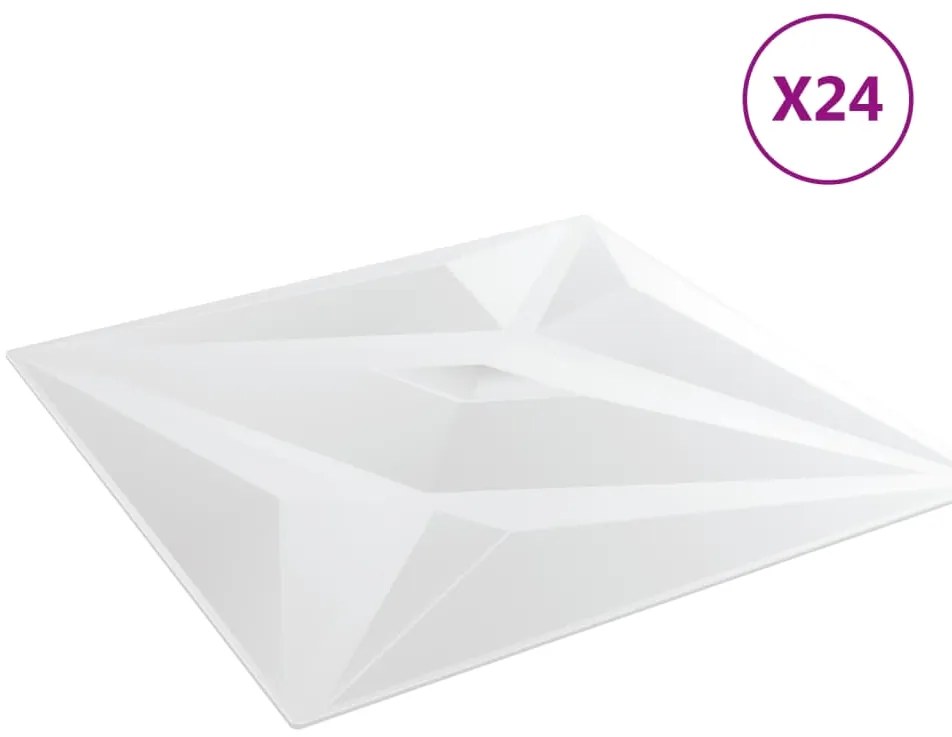 Painéis de parede 24 pcs 50x50 cm 6m² XPS estrela branco