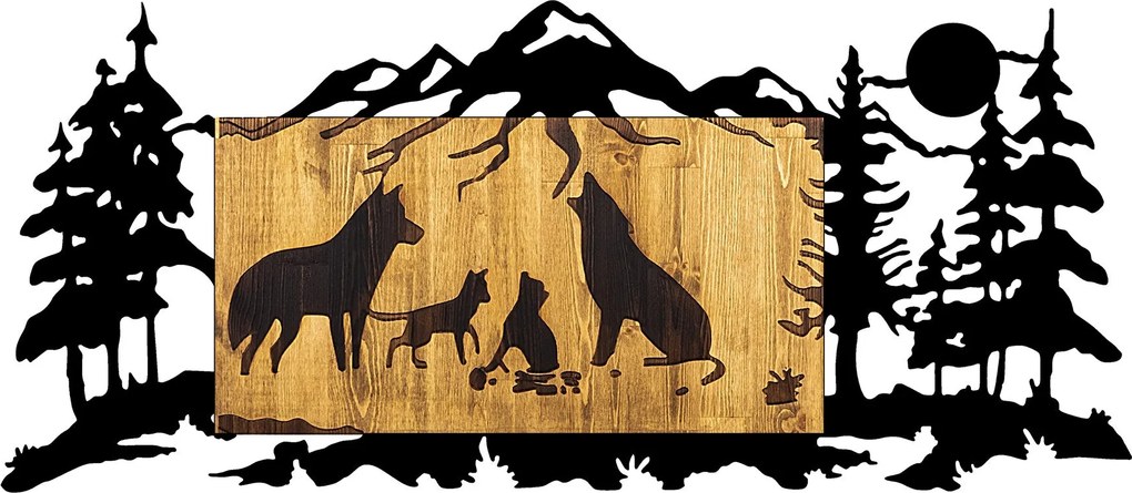 **** Acessório Decorativo de Parede Lobo – Nogueira e Preto – 108 x 3