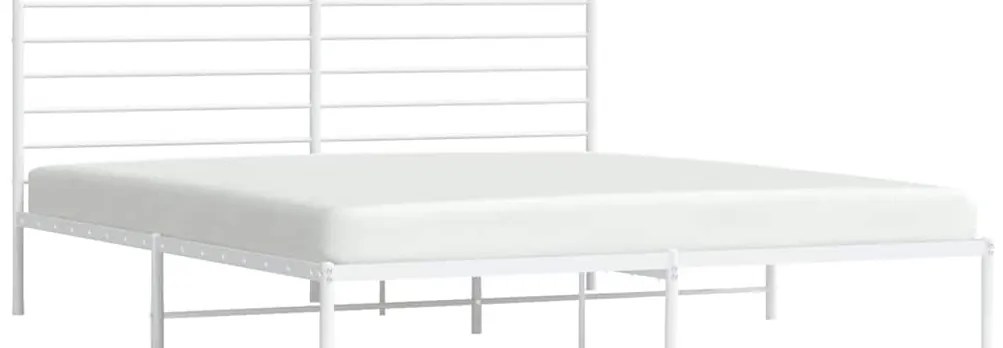 Estrutura de cama com cabeceira 193x203 cm metal branco