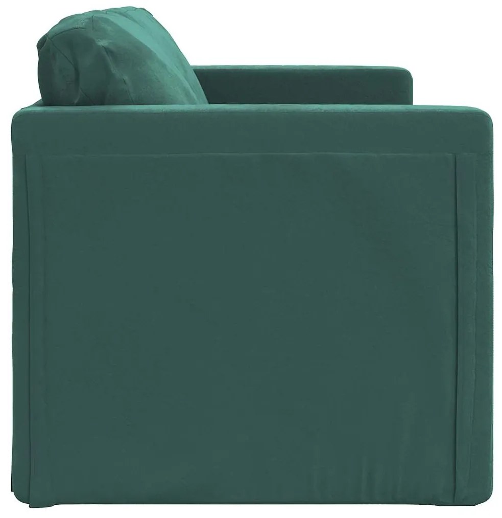 Sofá-cama sem pés 122x204x55 cm veludo verde-escuro