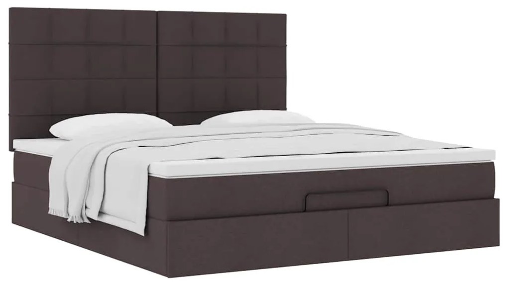Estrutura de cama otomana com colchão 180x200cm castanho escuro