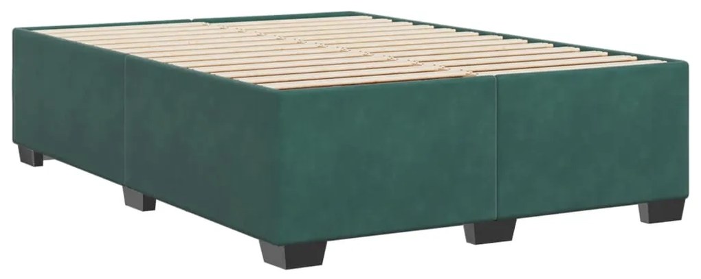Estrutura de cama sem colchão 160x200 cm veludo verde-escuro