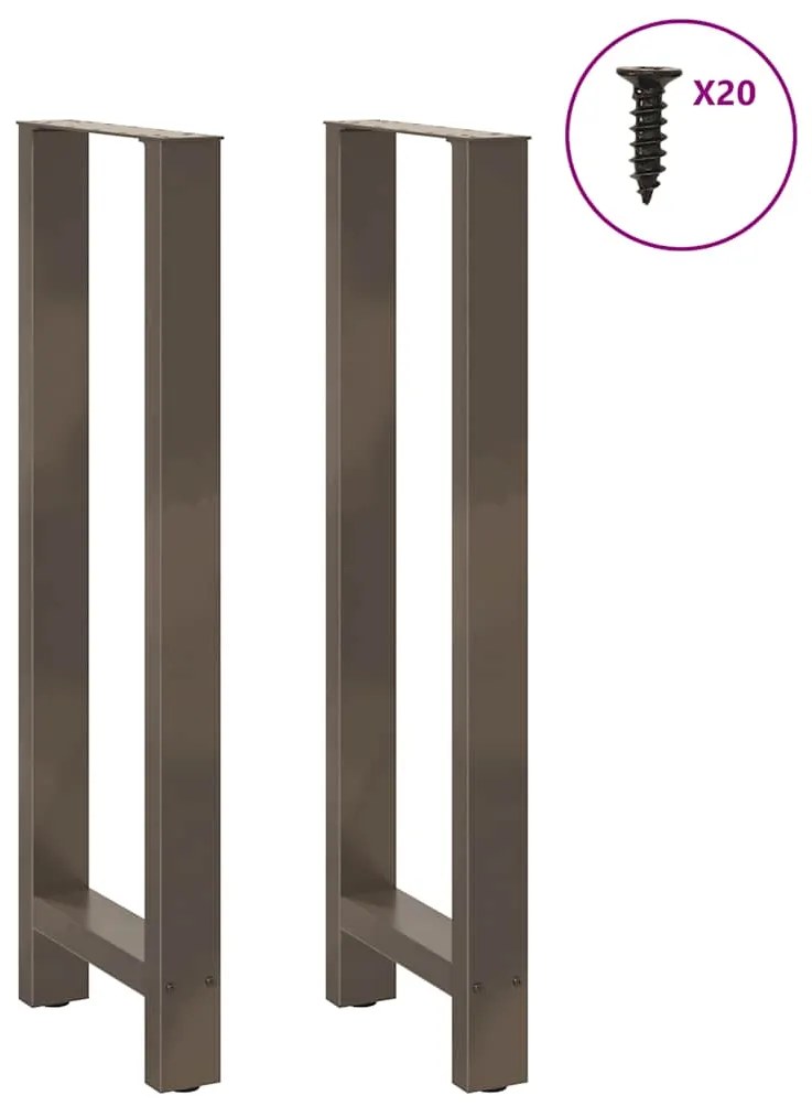 Pés de mesa de bar em aço natural, 2 peças, 40x (110-111) cm, aço