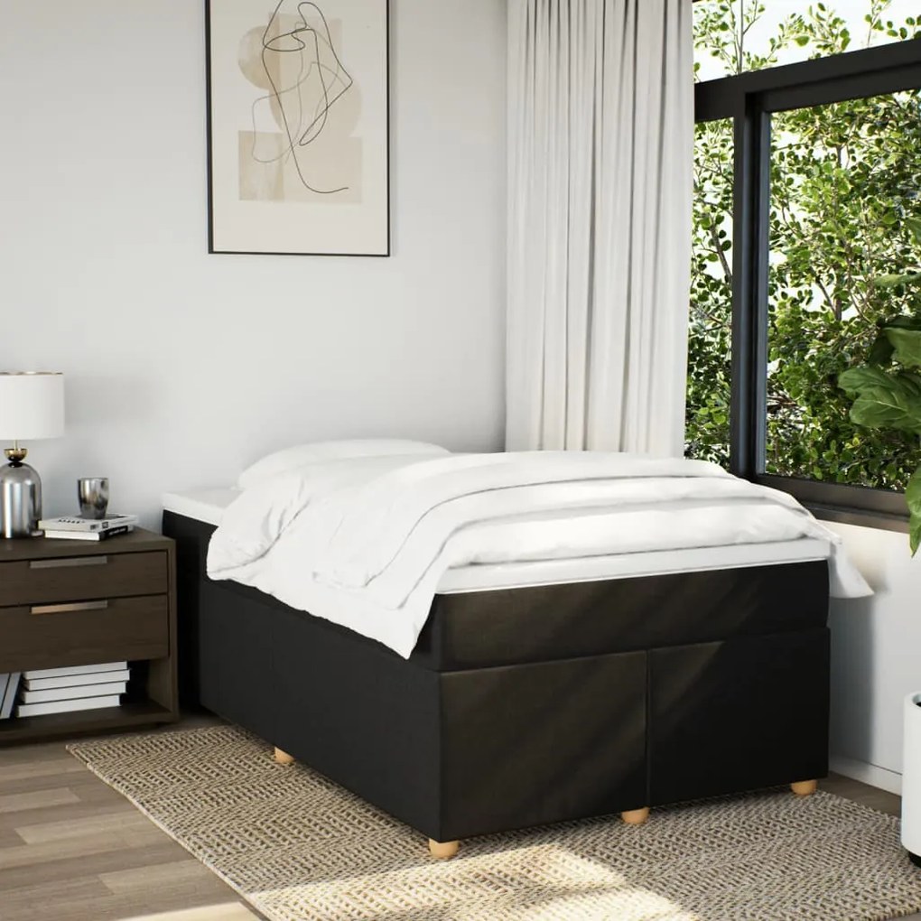 Cama com molas/colchão 120x200 cm tecido preto