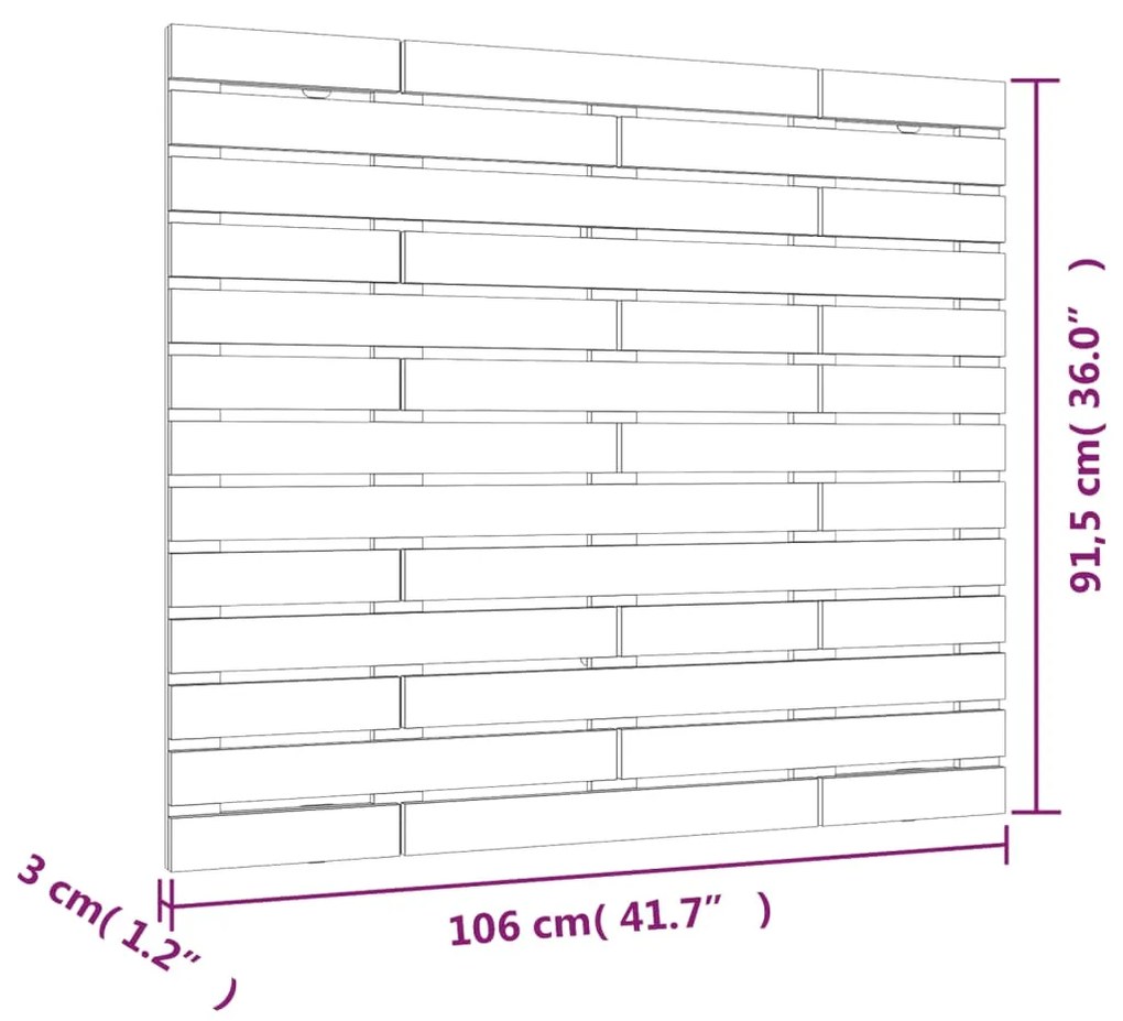 Cabeceira de parede 106x3x91,5 cm madeira de pinho maciça