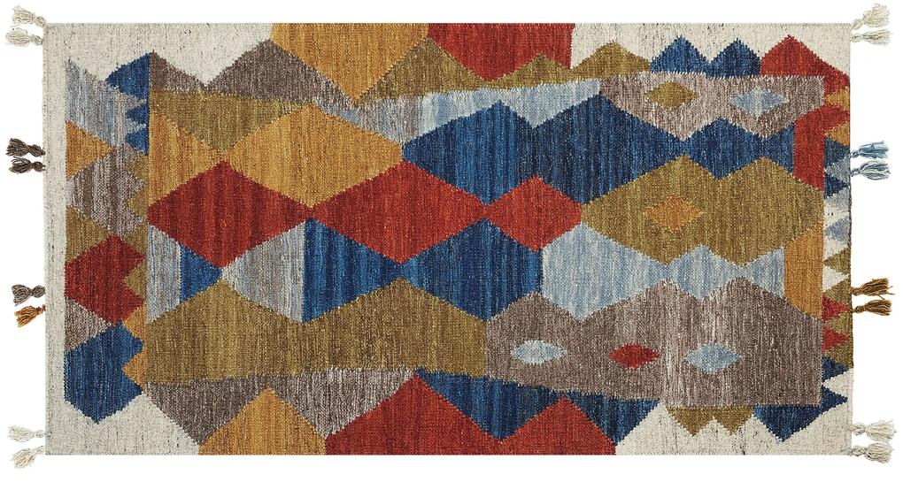 Tapete Kilim em lã multicolor 80 x 150 cm ARZAKAN Beliani