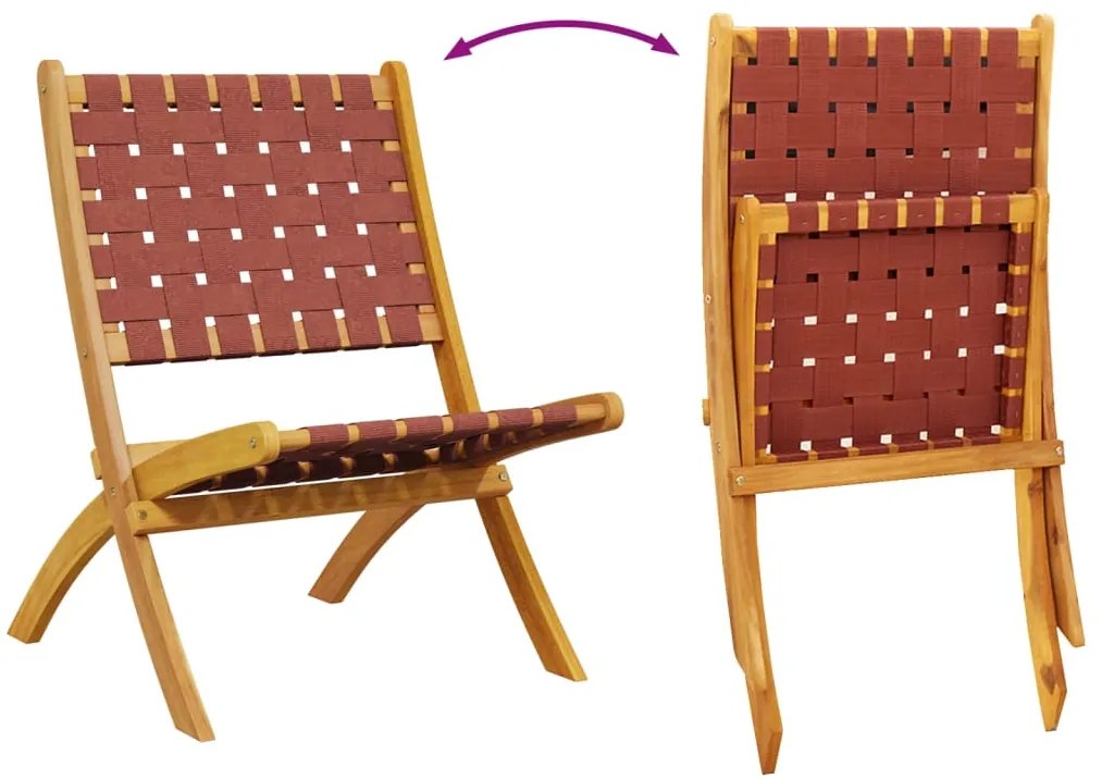 Cadeiras de jardim dobráveis 2pcs acácia maciça/tecido vermelho