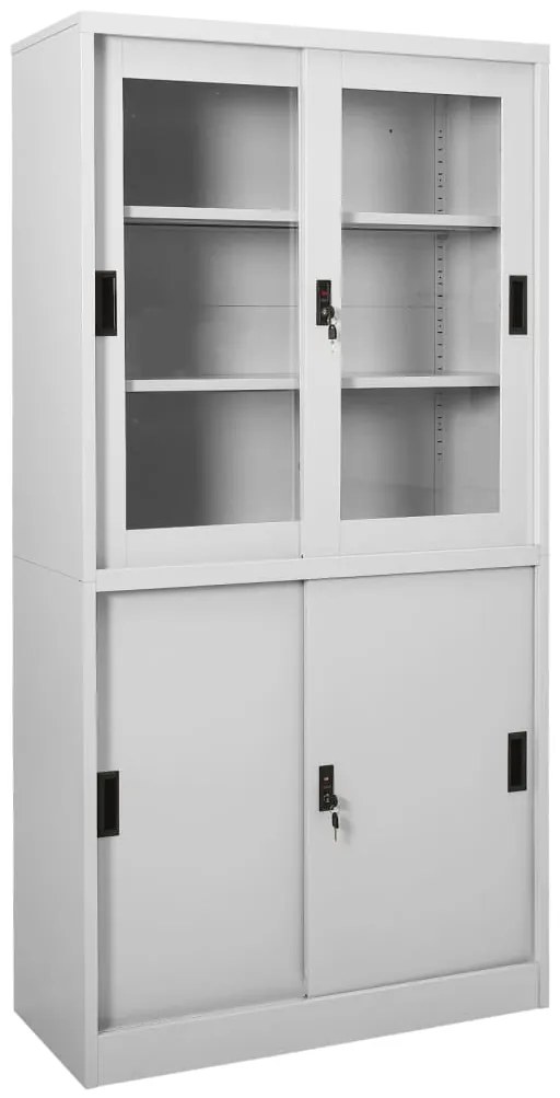 Armário escritório porta deslizante 90x40x180cm aço cinza-claro