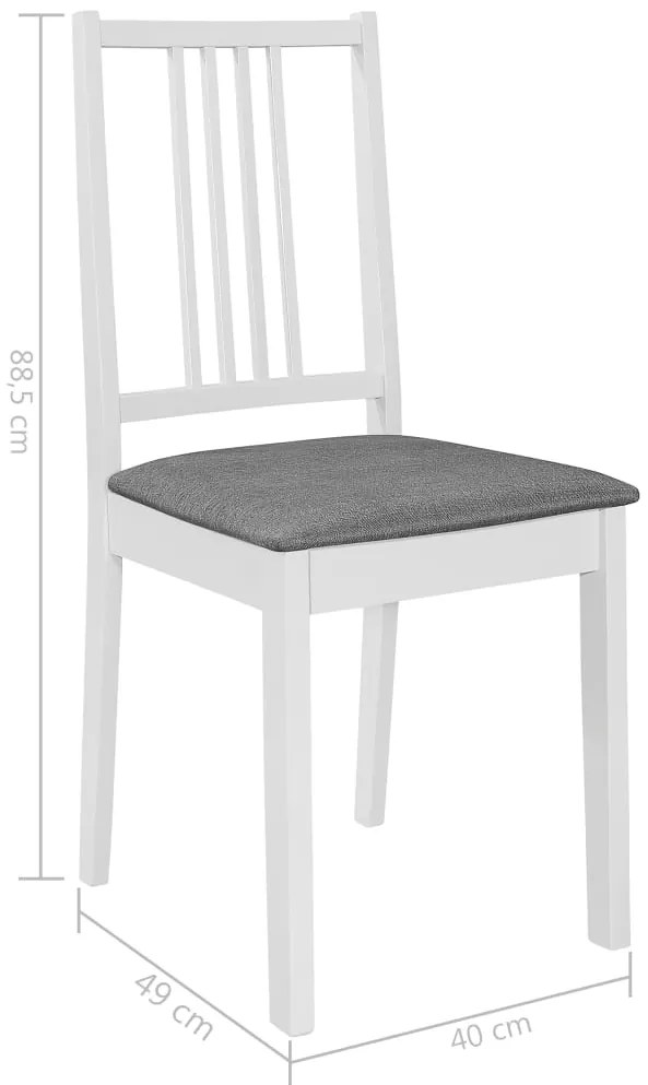 Cadeiras de jantar com almofadões 2 pcs madeira maciça branco