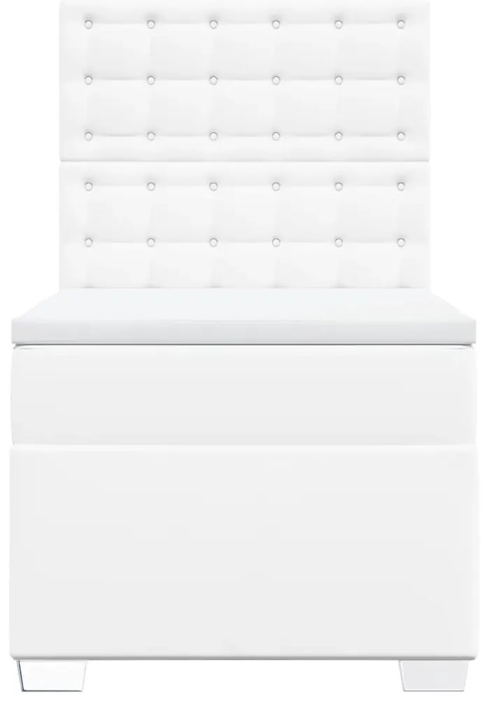 Cama com molas/colchão 90x190 cm couro artificial branco