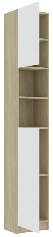 Armário Alto Loony de 190cm - Branco/Carvalho - Design Moderno