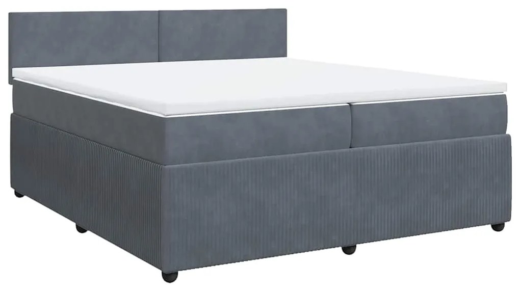 Cama com molas/colchão 200x200 cm veludo cinzento-escuro
