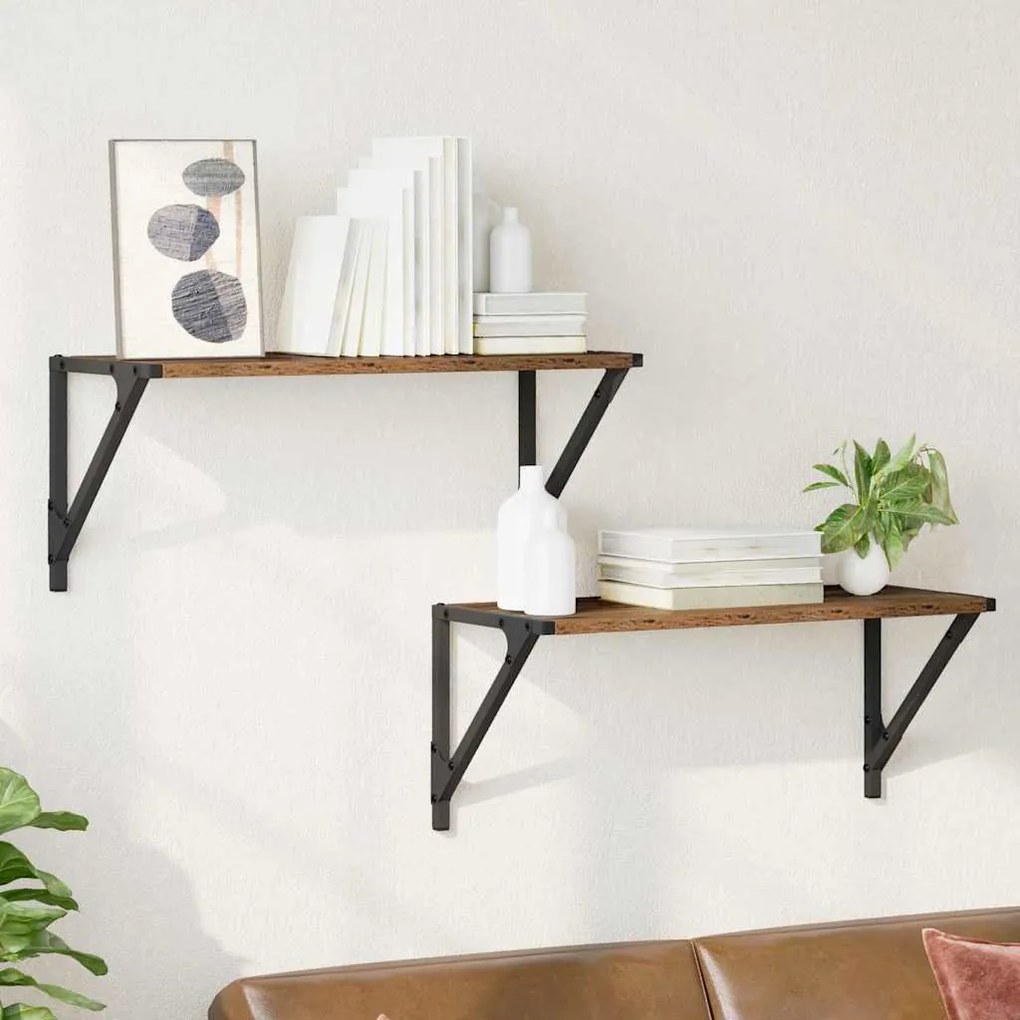 vidaXL Prateleiras de Parede 2 pcs Madeira Antiga 60 x 25 x 25,5 cm