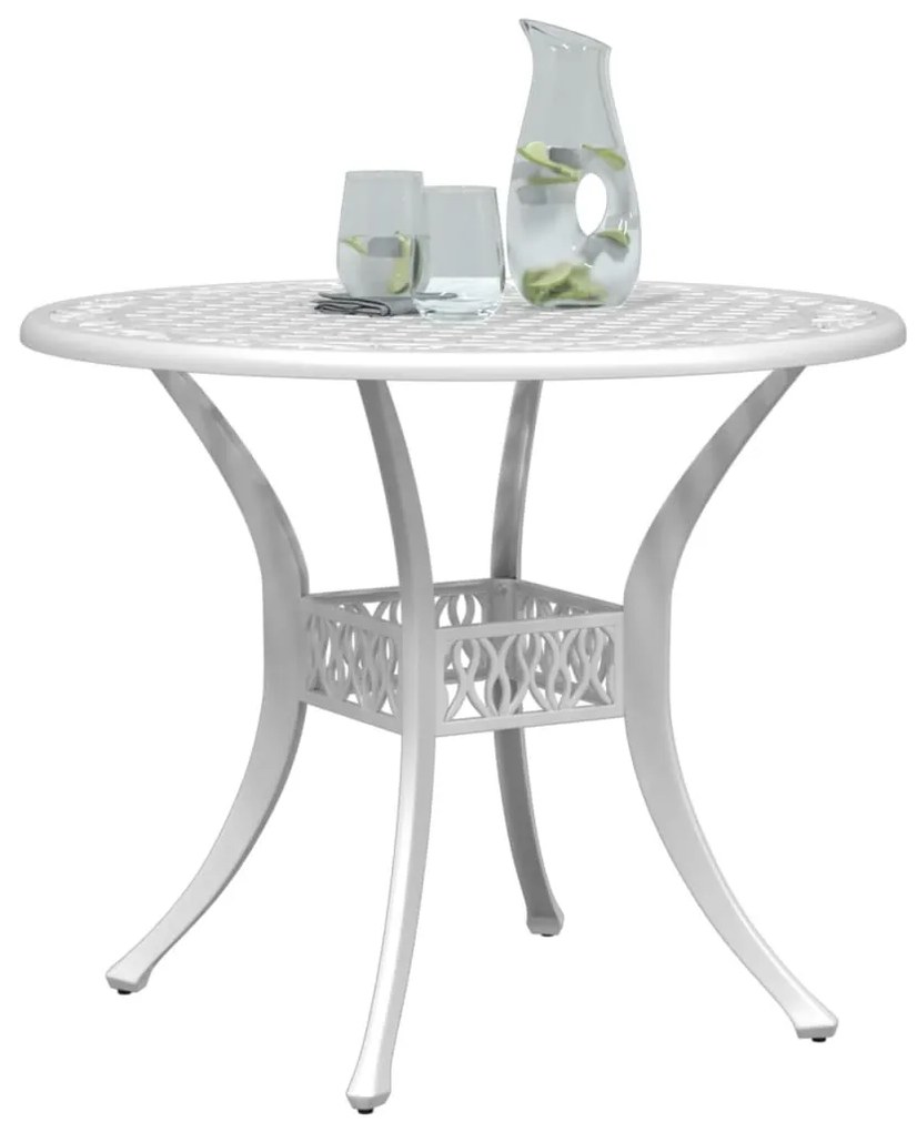 Mesa de jardim Ø90x75 cm alumínio fundido branco