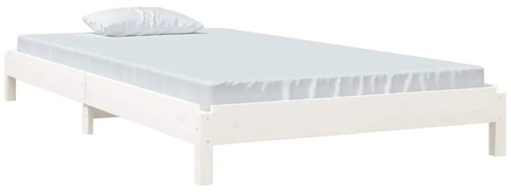 Cama empilhável 80x200 cm madeira de pinho maciça branco