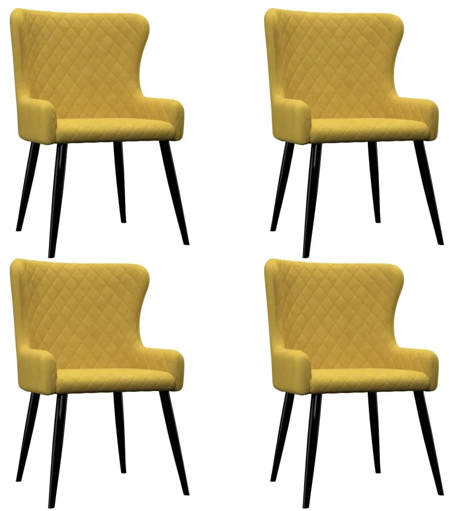 vidaXL Cadeiras de jantar 4 pcs veludo amarelo