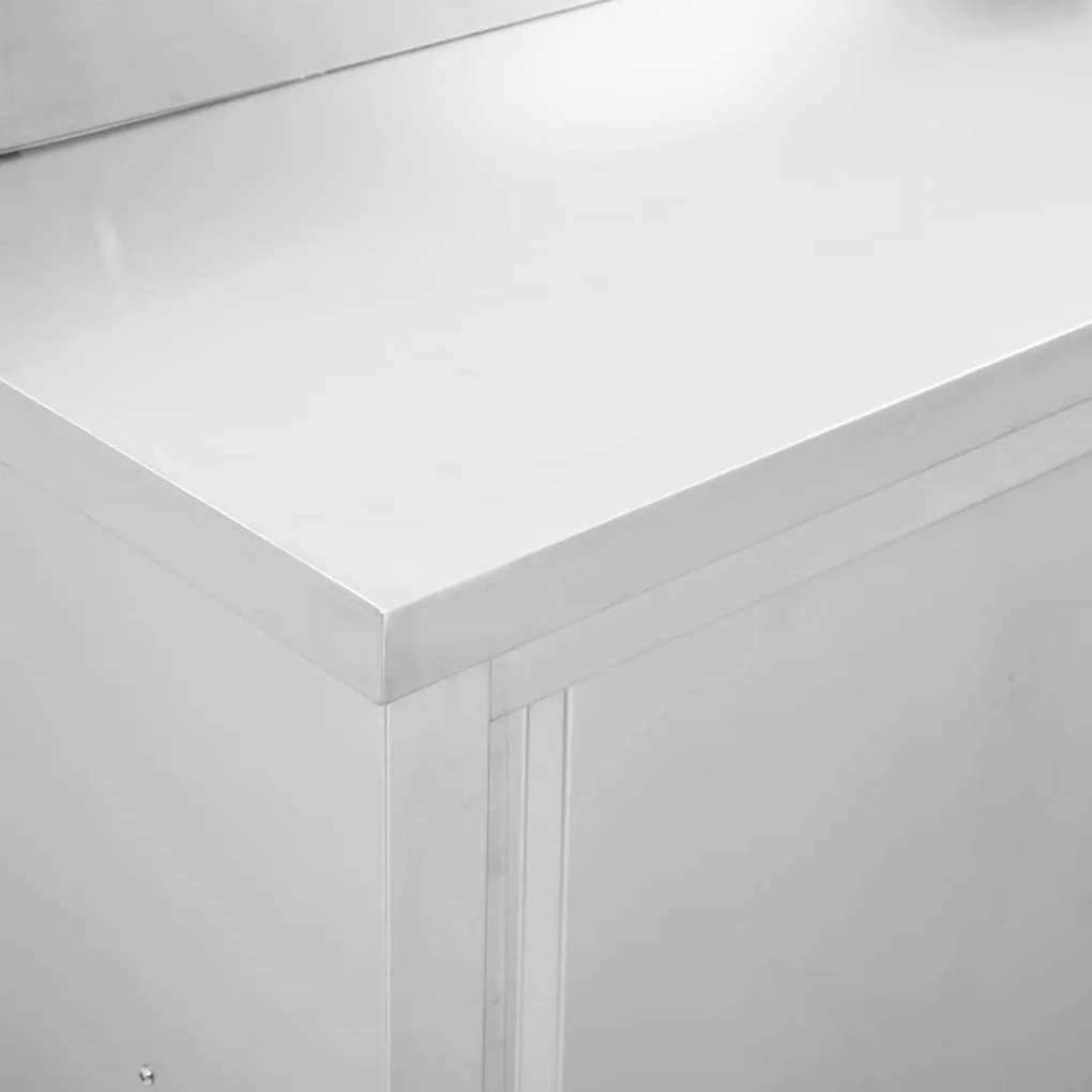 Mesa trabalho c/ portas correr 120x50x(95-97)cm aço inoxidável