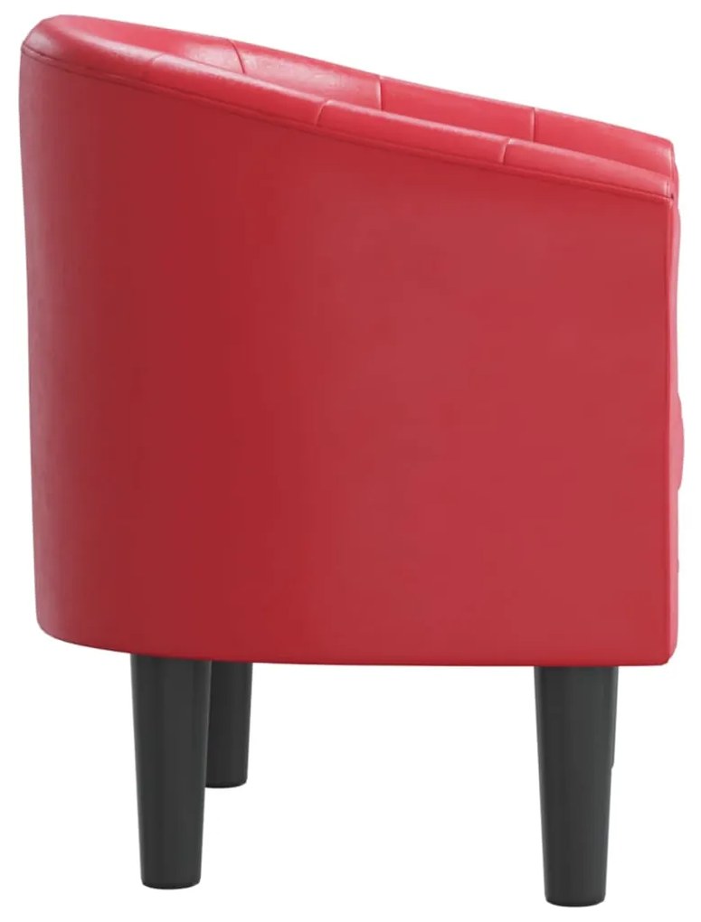 Poltrona couro artificial vermelho