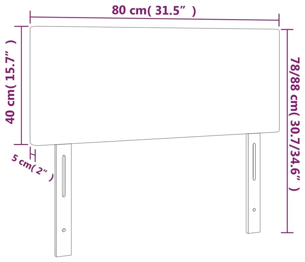 Cabeceira de cama c/ luzes LED tecido 80x5x78/88cm cinza-escuro