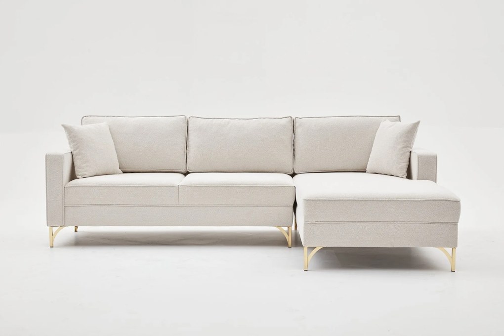Sofá de Canto Berlin – Creme Dourado – 258x83x181 cm