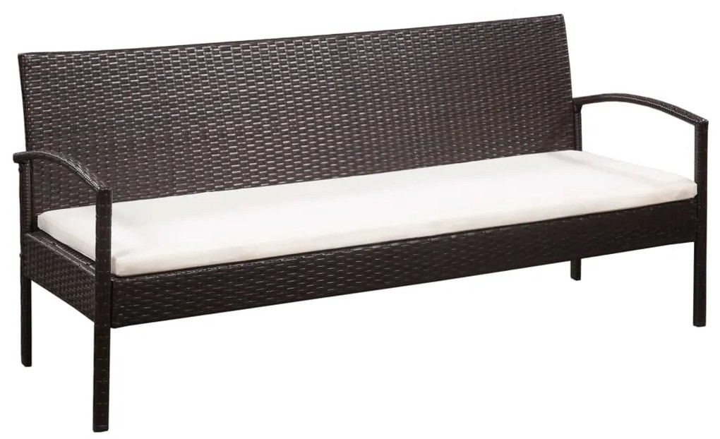 5 pcs conjunto lounge jardim c/ almofadões vime PE castanho