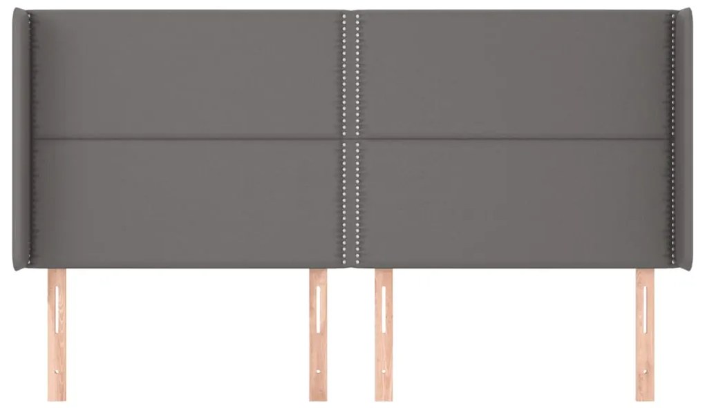 Cabeceira cama c/ abas couro artif. 163x16x118/128 cm cinzento